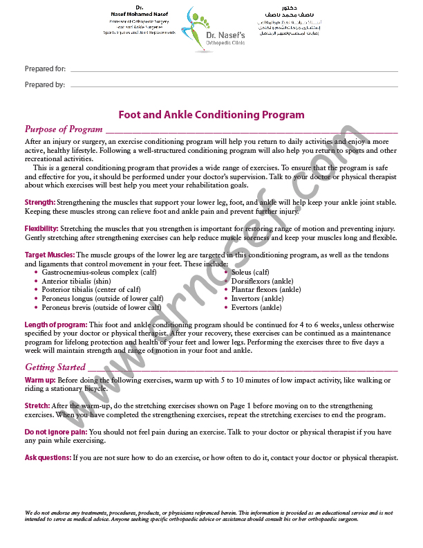 General Exercises and Rehabilitation for Foot and ankle - DrNasef